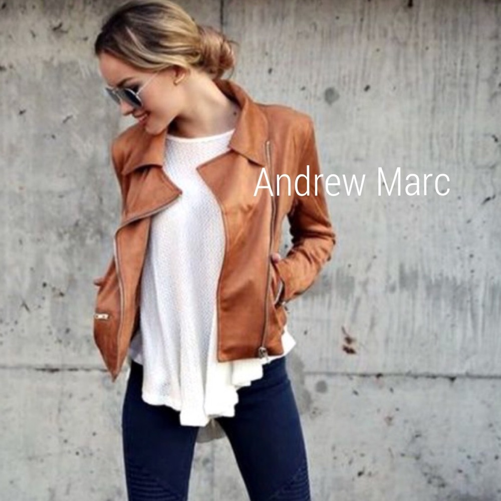 NWT Andrew Marc New York camel leather jacket NEW